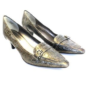 🔥Anne Klein iFlex Grey Faux Croc Pumps Sz 8.5